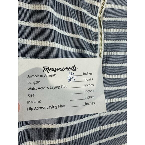 Sail to Sable Dress XS Navy Blue White Stripe Gold Zip Short Sleeve Mini Resort - Picture 9 of 9